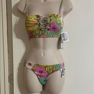 TiniBikini Tropical Lace-Up Bikini - Multicolor